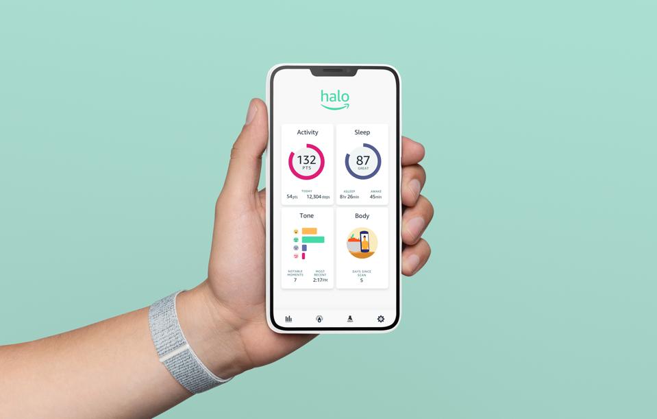 Amazon Halo app and Halo Band. AMAZON