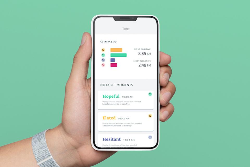 The Amazon Halo app Tone feature. AMAZON